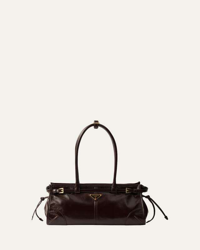 Medium East-West Leather Shoulder Bag